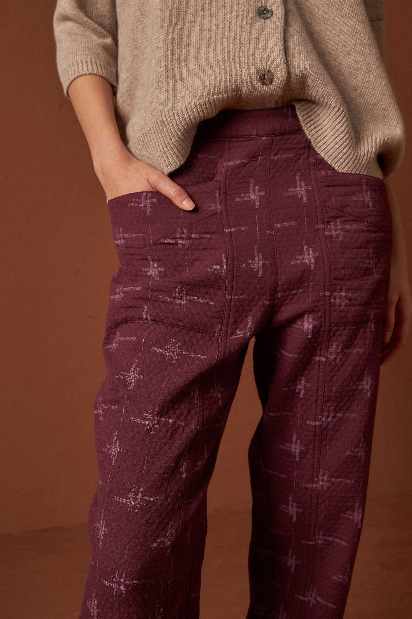 PANTALON EN COTON JAQUARD