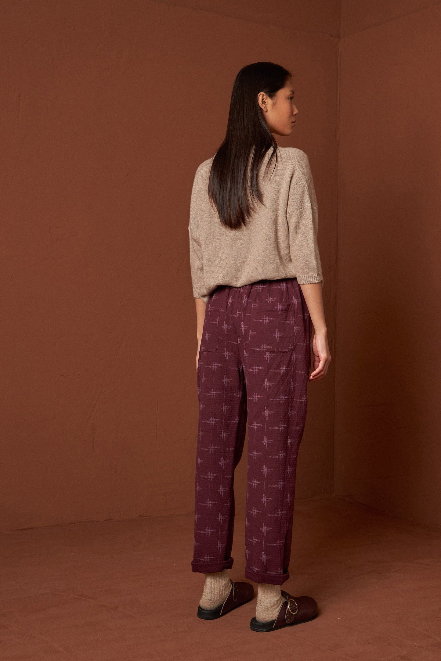 PANTALON EN COTON JAQUARD