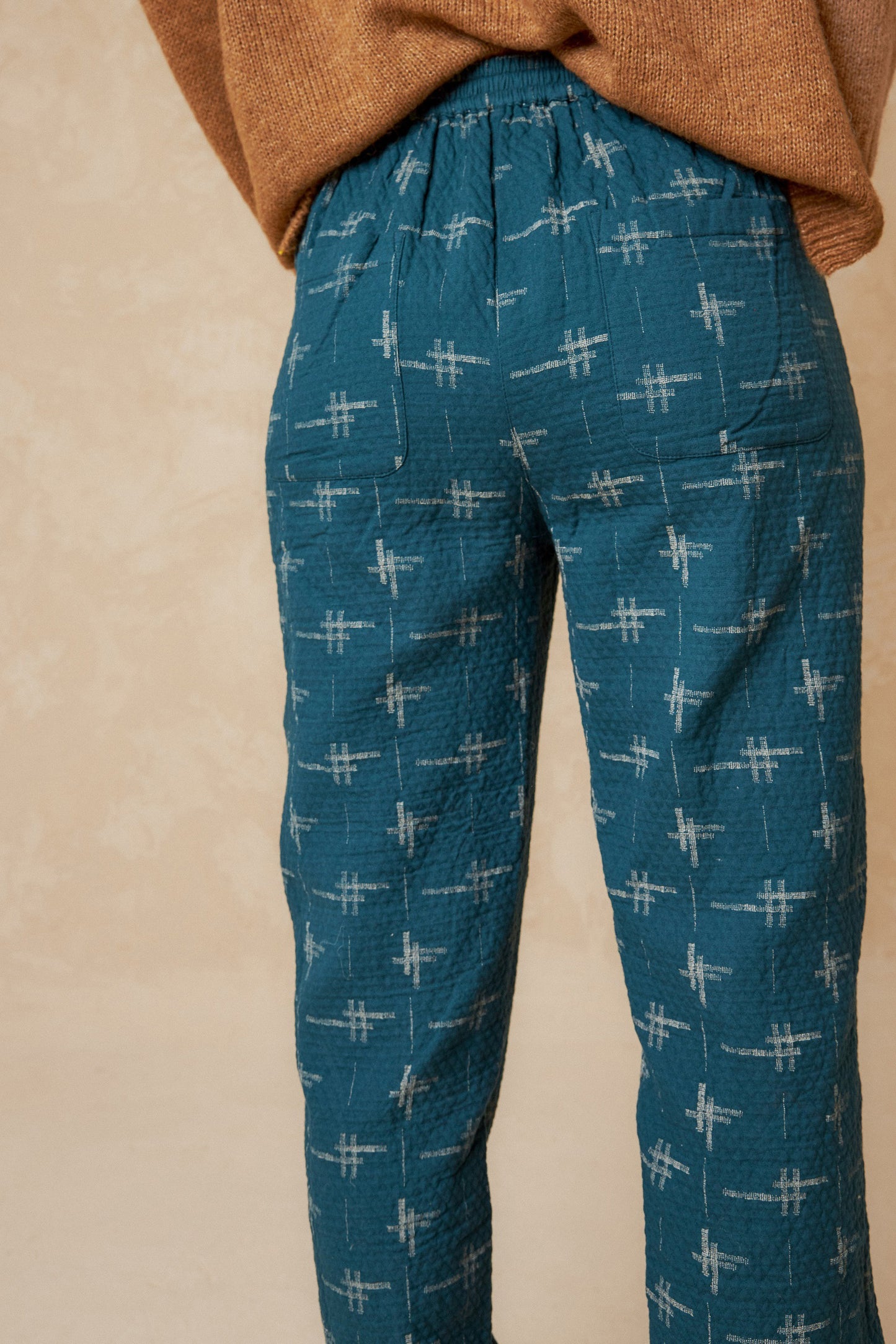 PANTALON EN COTON JAQUARD