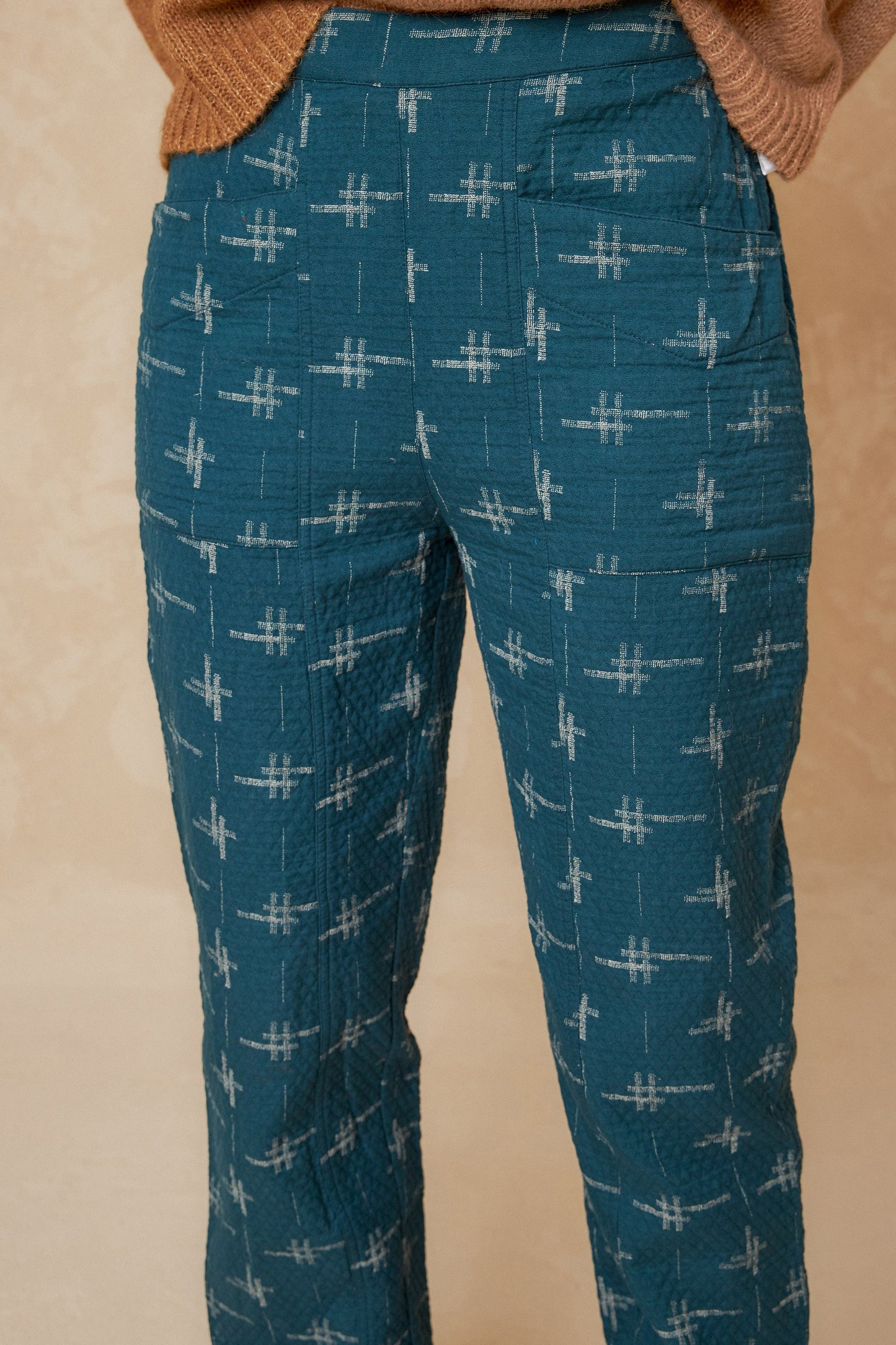 PANTALON EN COTON JAQUARD