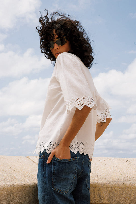 CUTOUT EMBROIDERY SHIRT 3