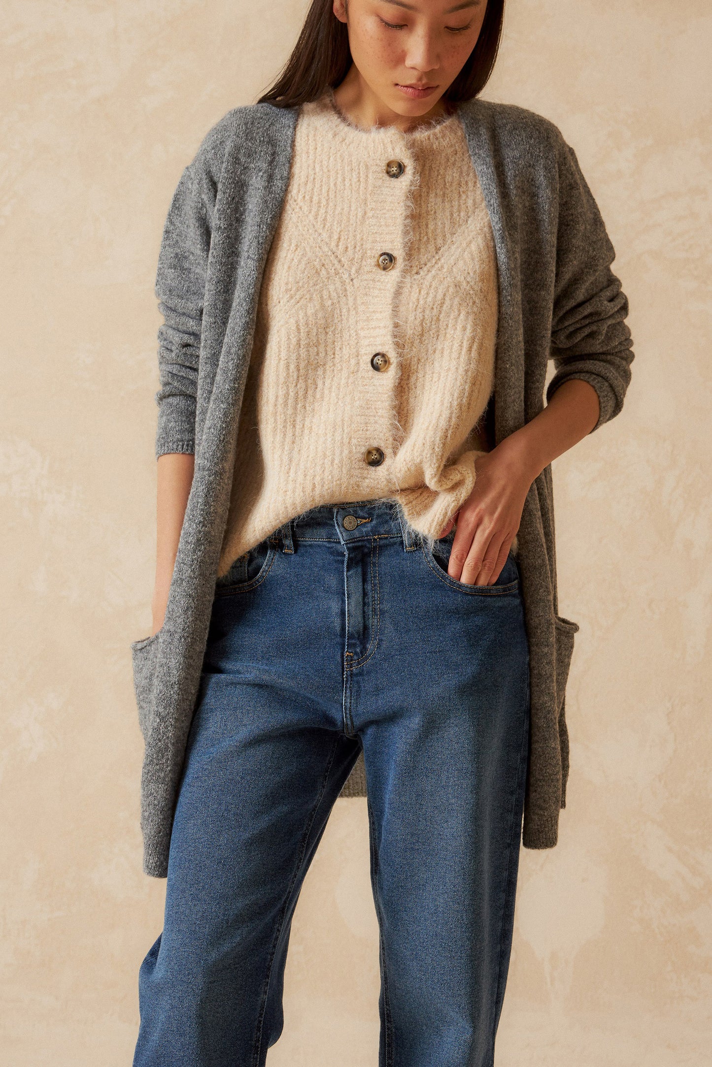 VESTE EN MAILLE MÉLANGÉE