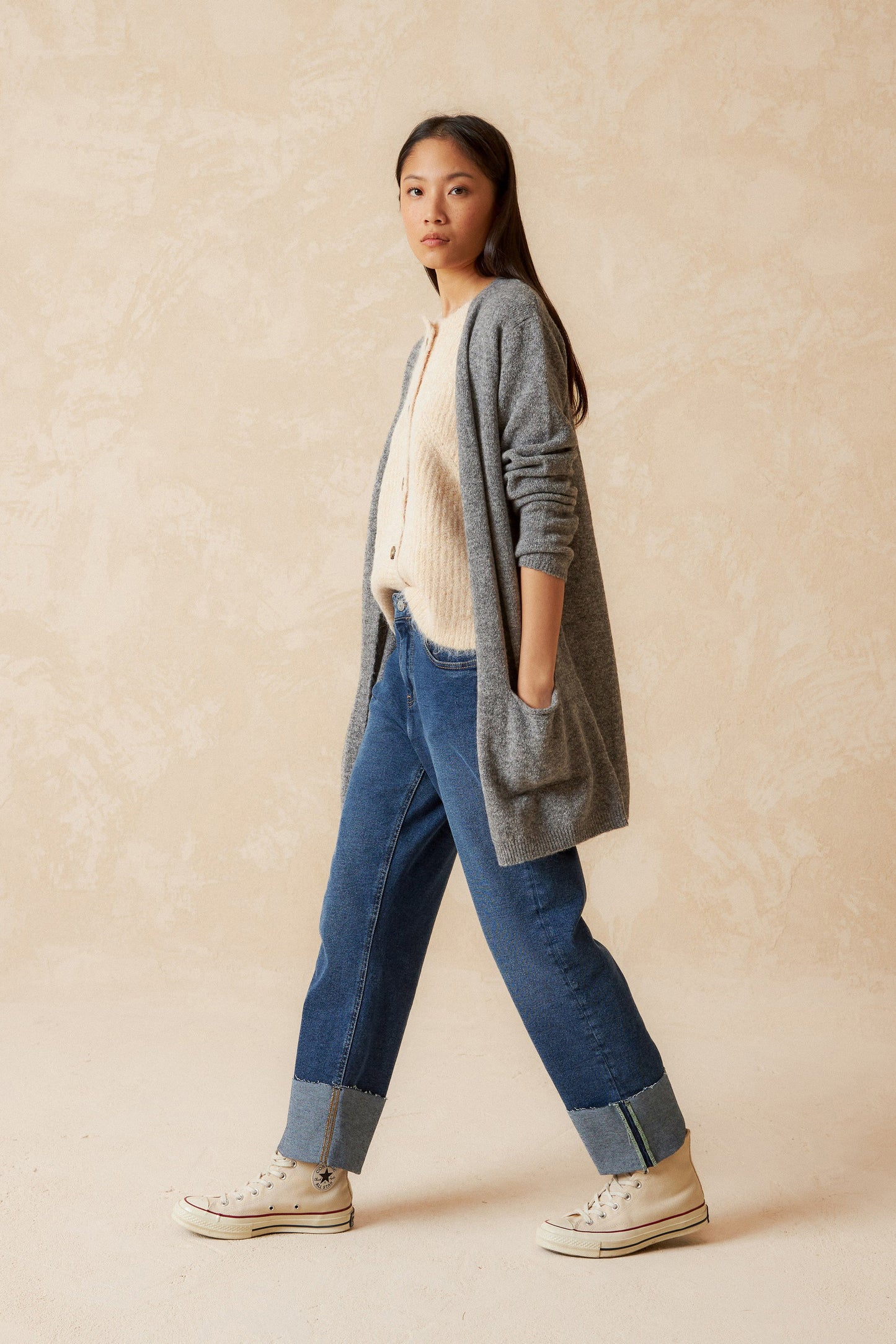 VESTE EN MAILLE MÉLANGÉE