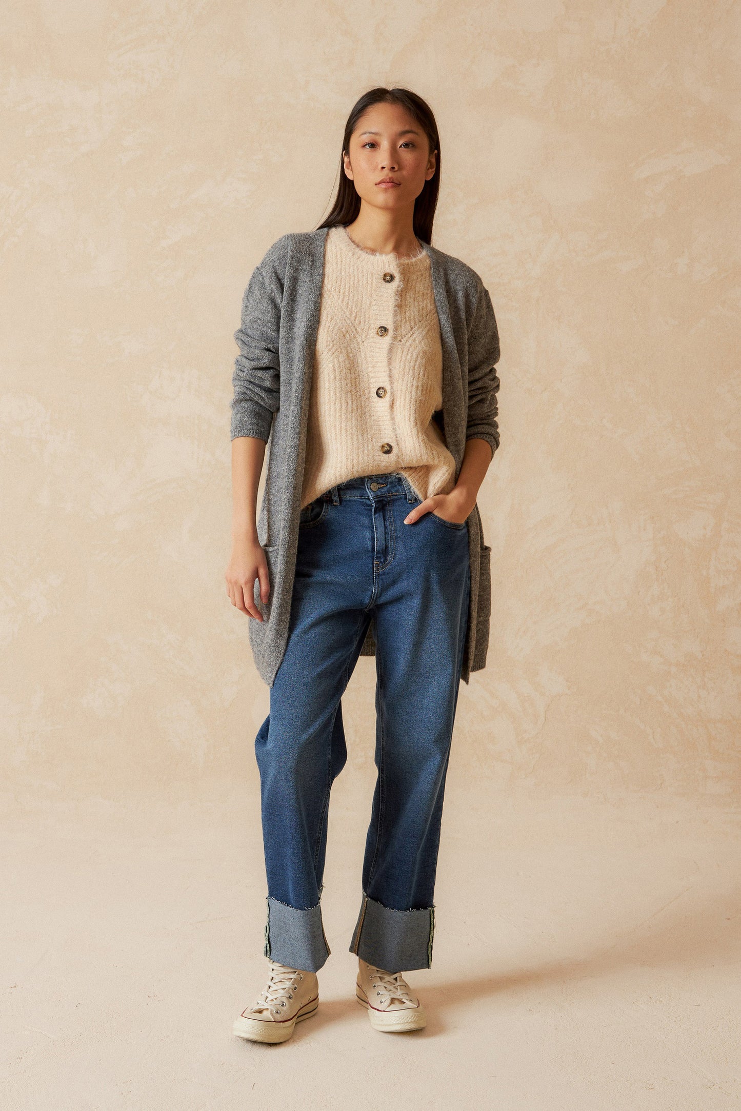 VESTE EN MAILLE MÉLANGÉE