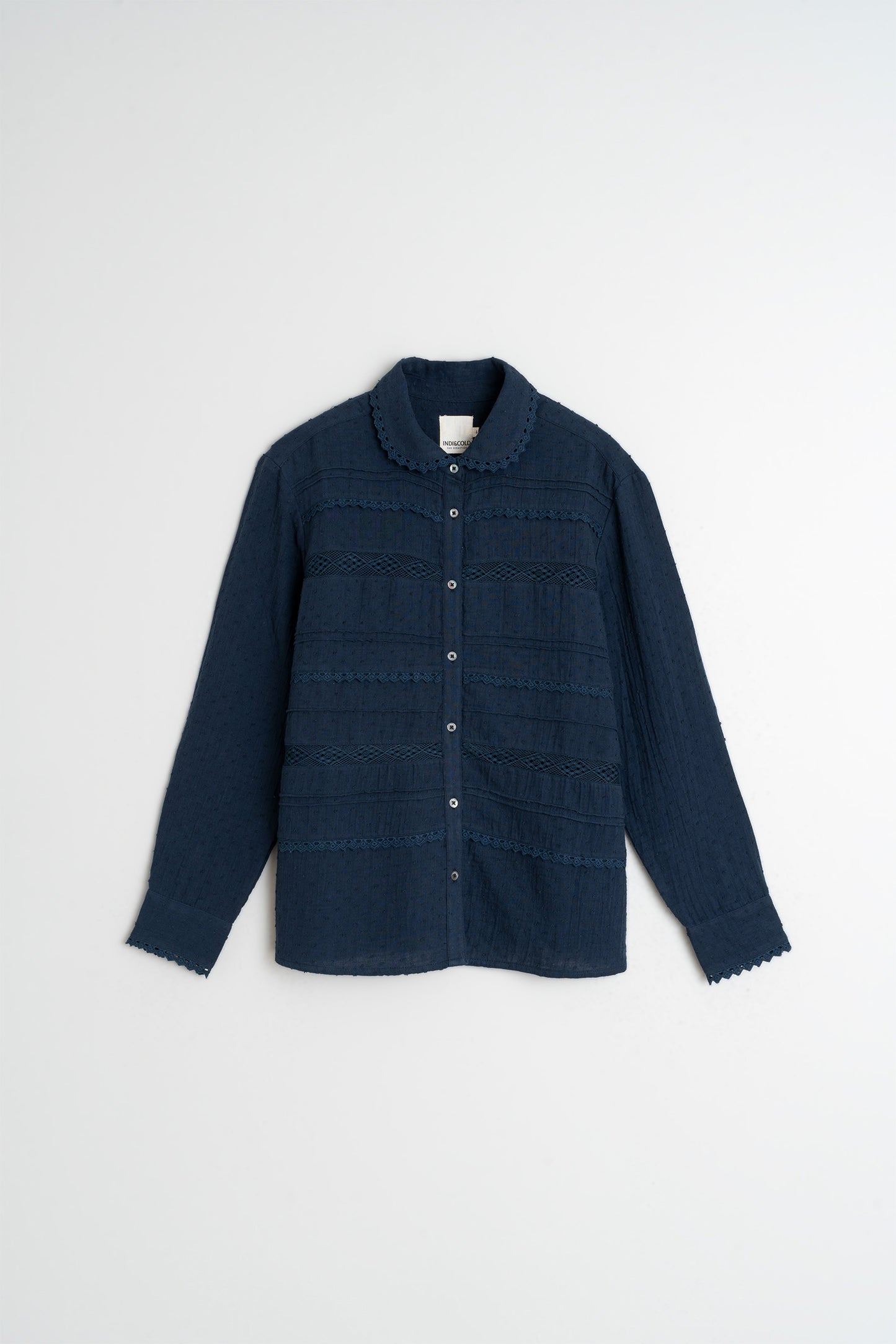 SWISS DOT AND LACE SHIRT