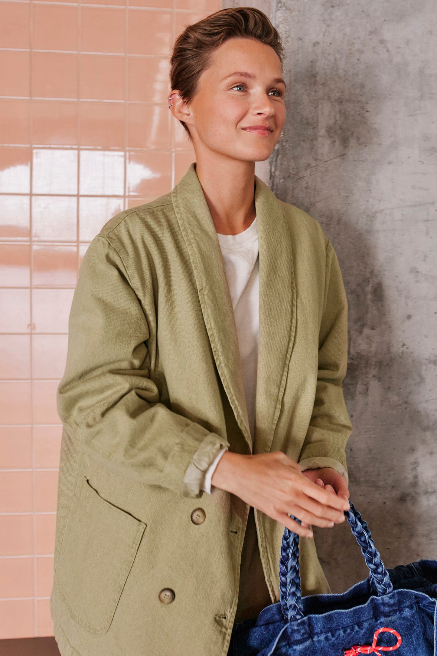 VESTE OVERSIZE À COL SMOKING
