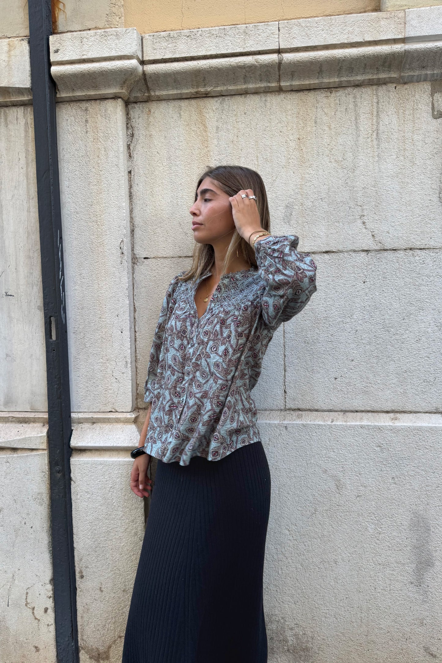 SMOCK EMBROIDERED SHIRT
