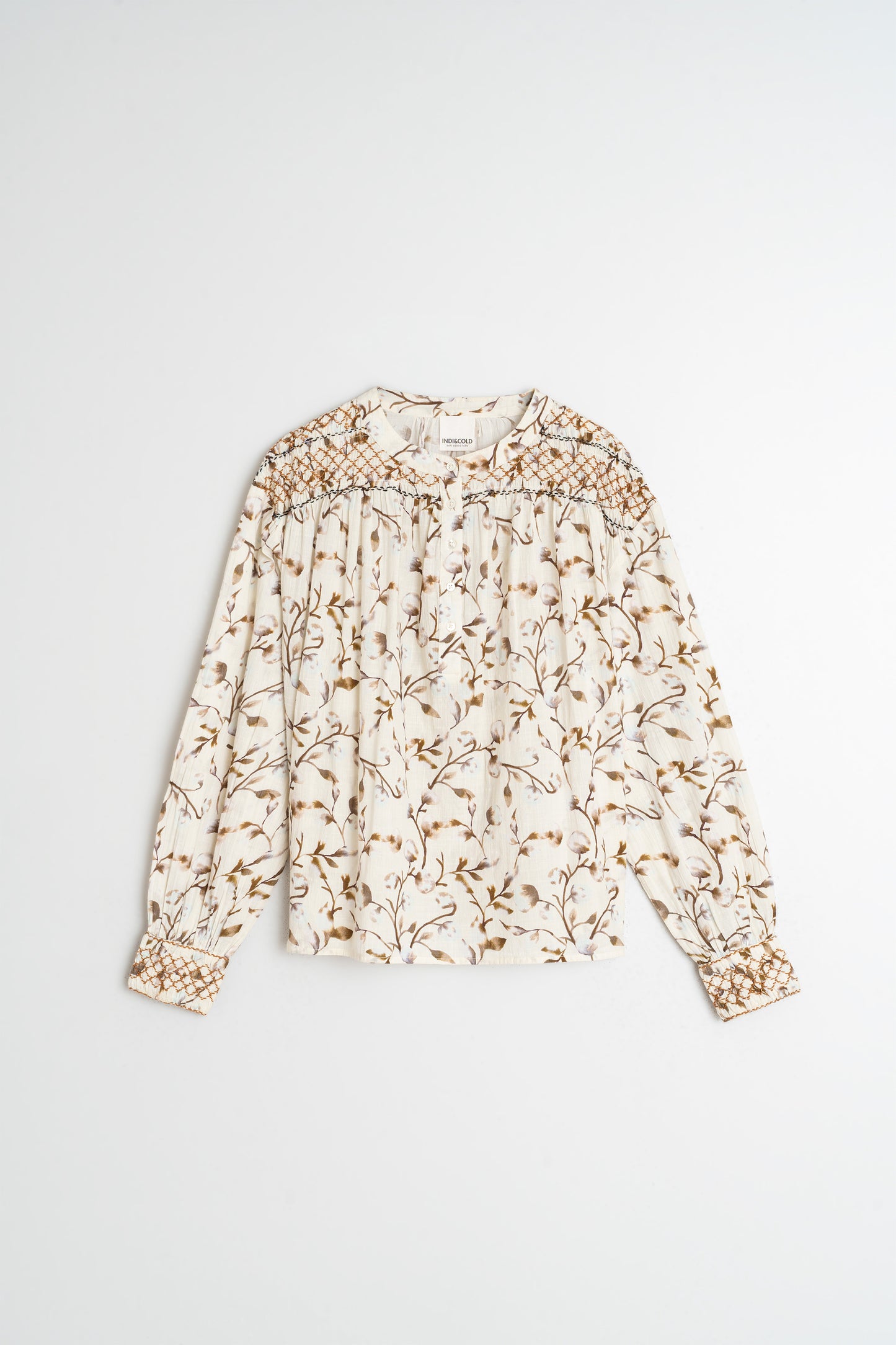 SMOCK-DETAIL BLOUSE