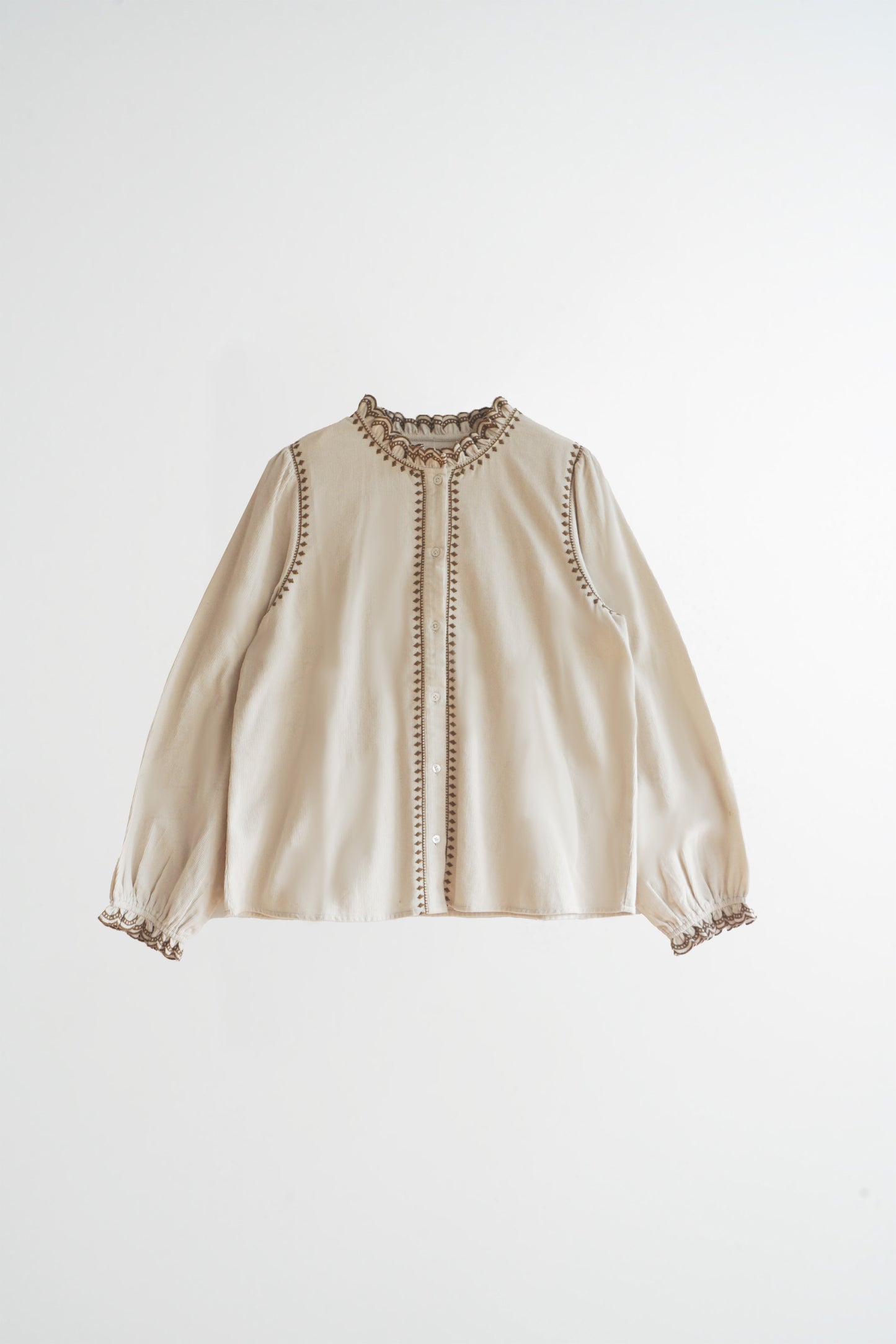 CORDUROY RUFFLED COLLAR BLOUSE