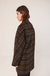 MANTEAU À CARREAUX ASYMÉTRIQUE