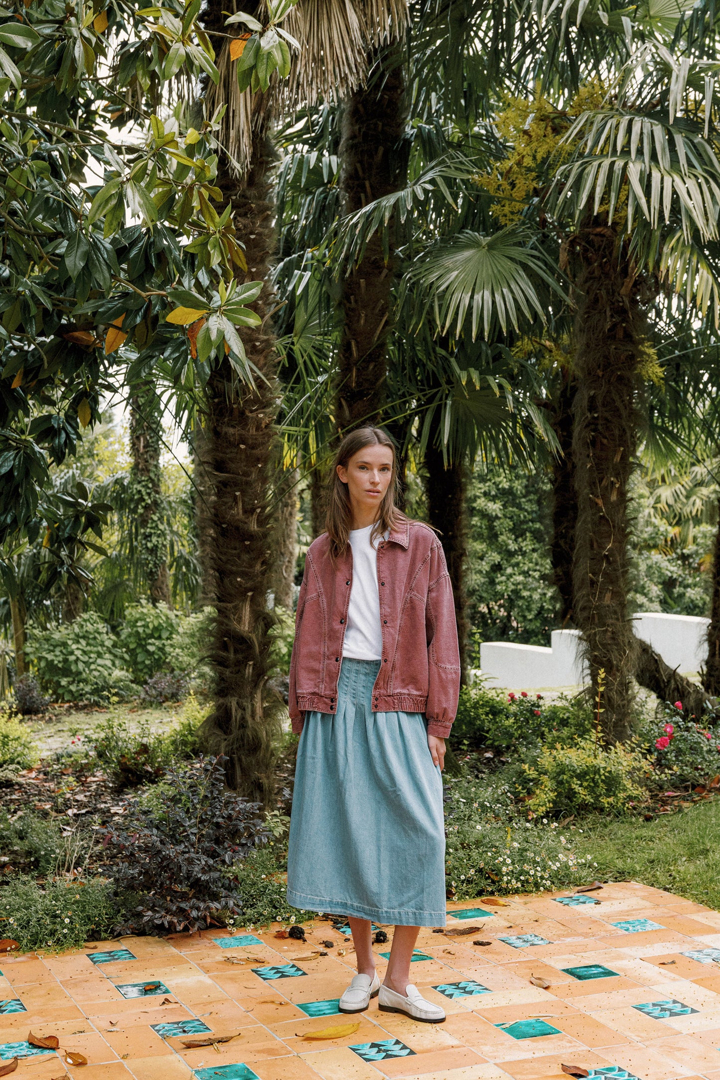 FALDA DENIM PLIEGUES
