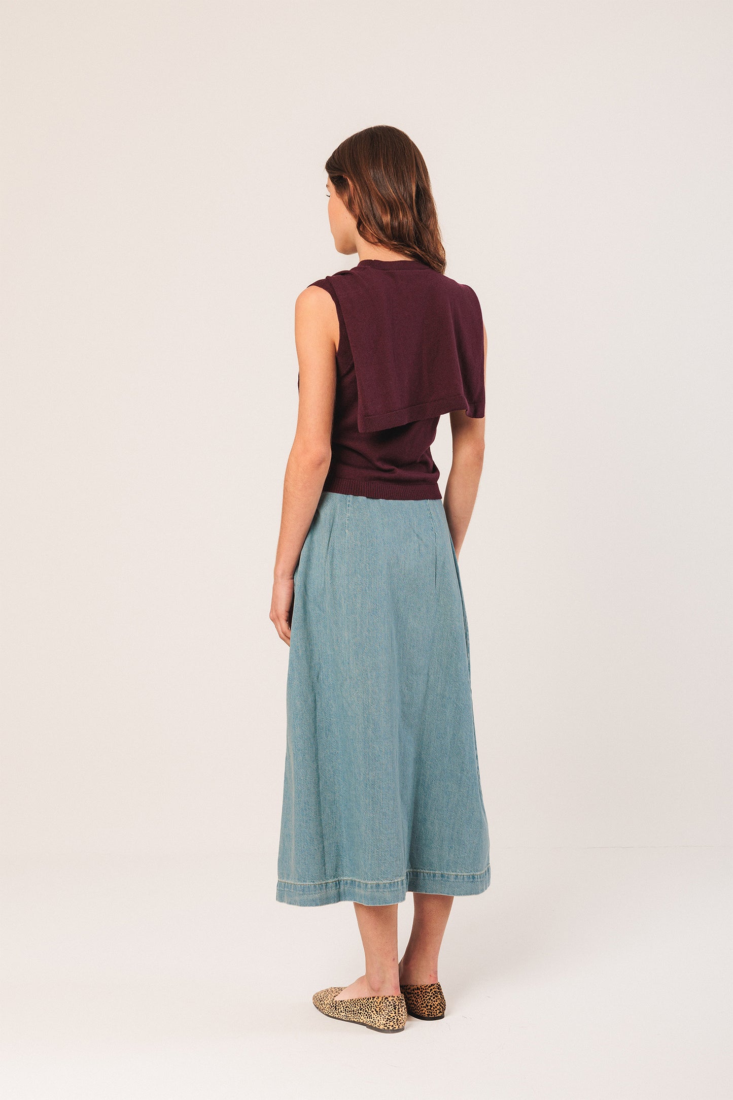 FALDA DENIM PLIEGUES