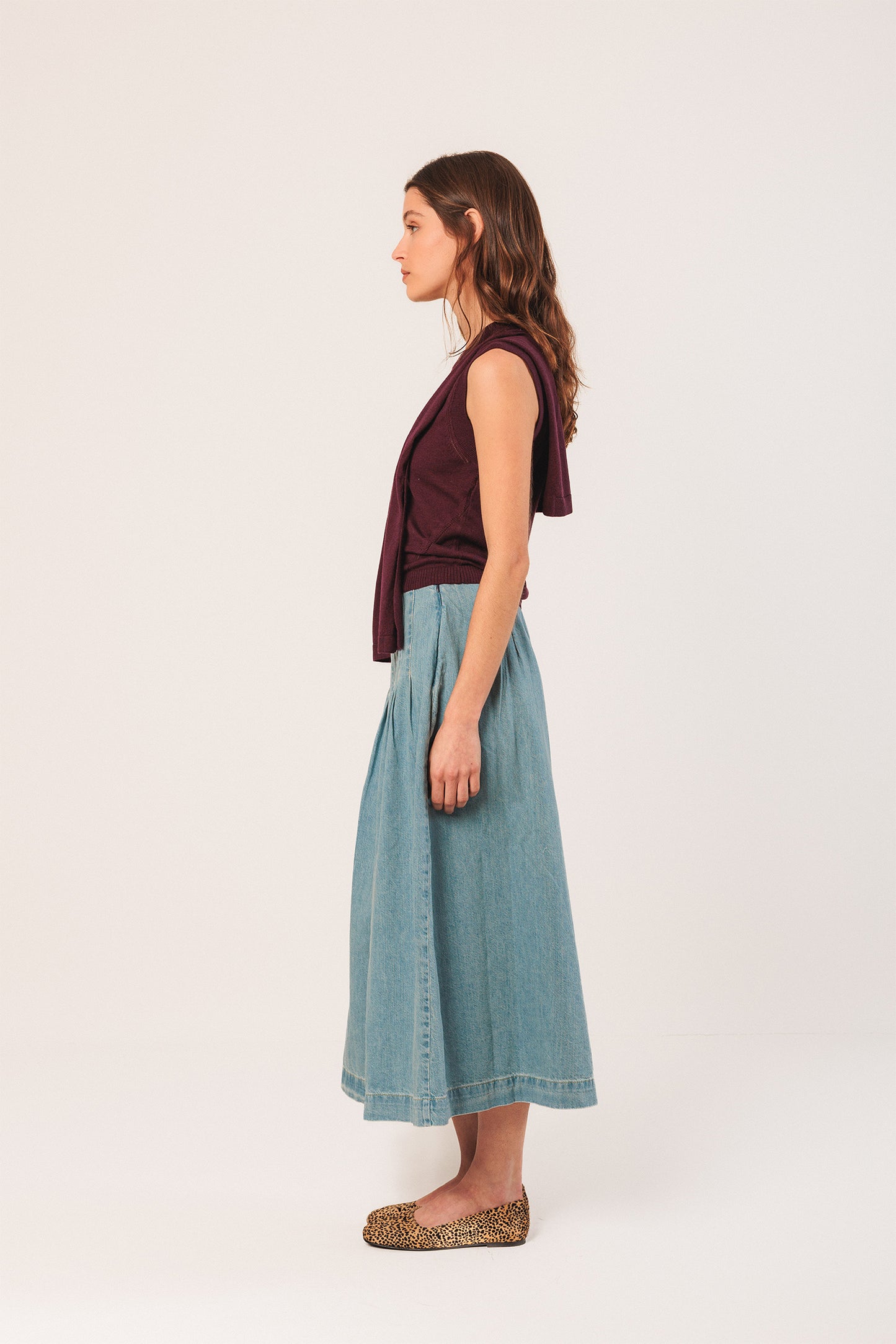 FALDA DENIM PLIEGUES