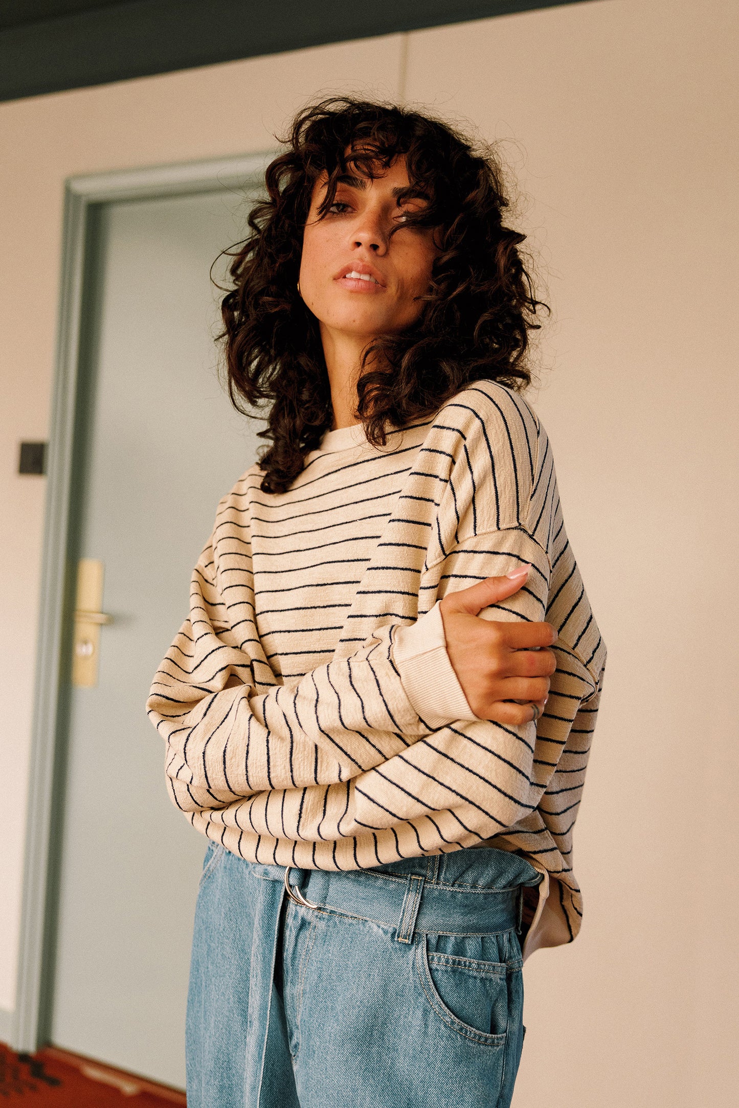 STRIPED COTTON SWEATSHIRT