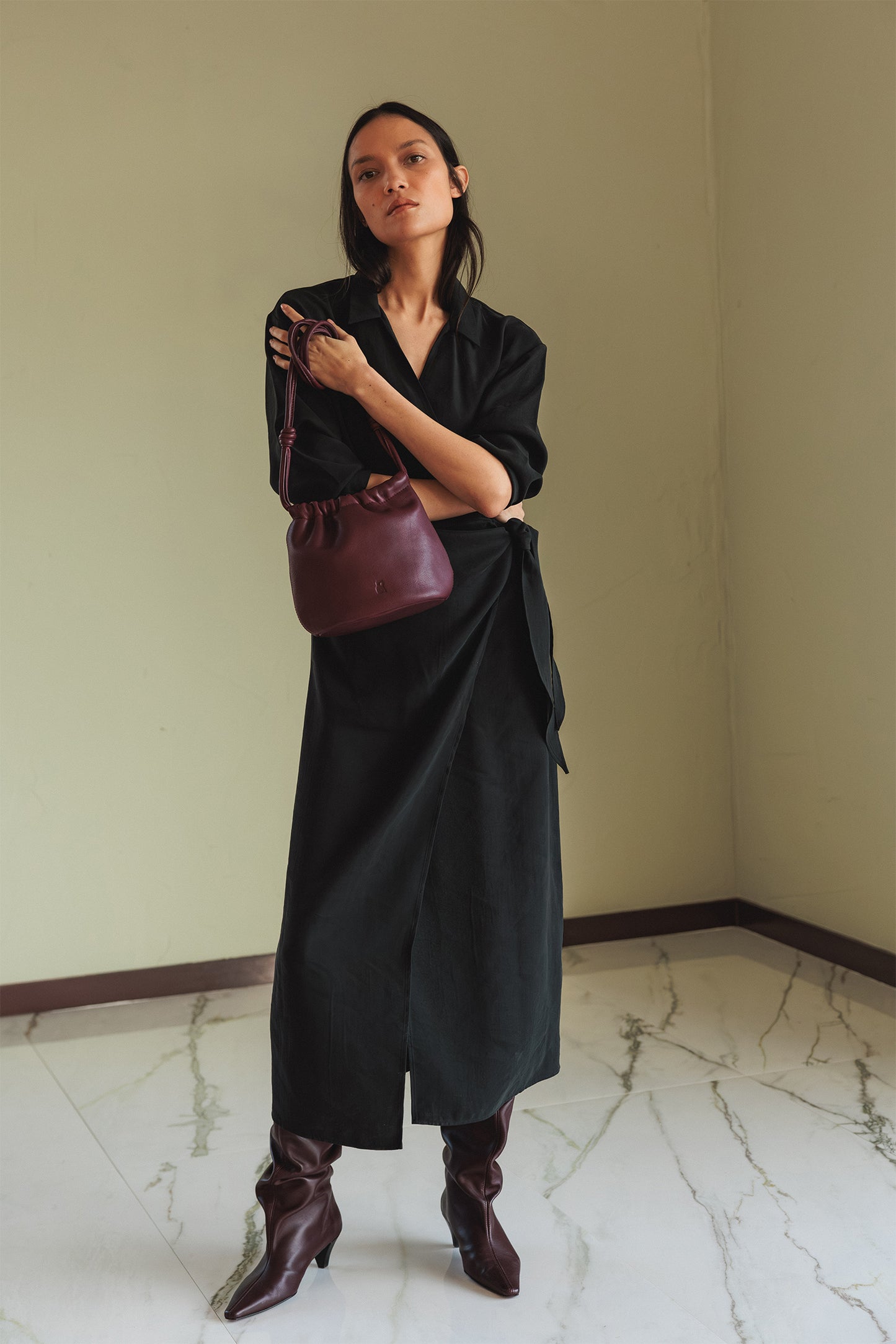 BOLSO PIEL FRUNCIDA