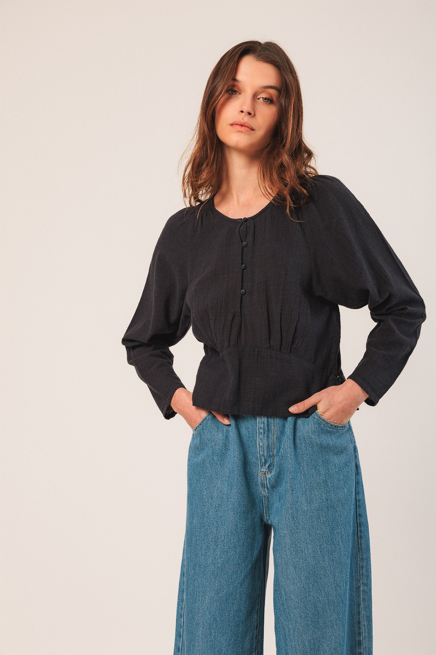 BLUSA ALGODÓN CREPADO