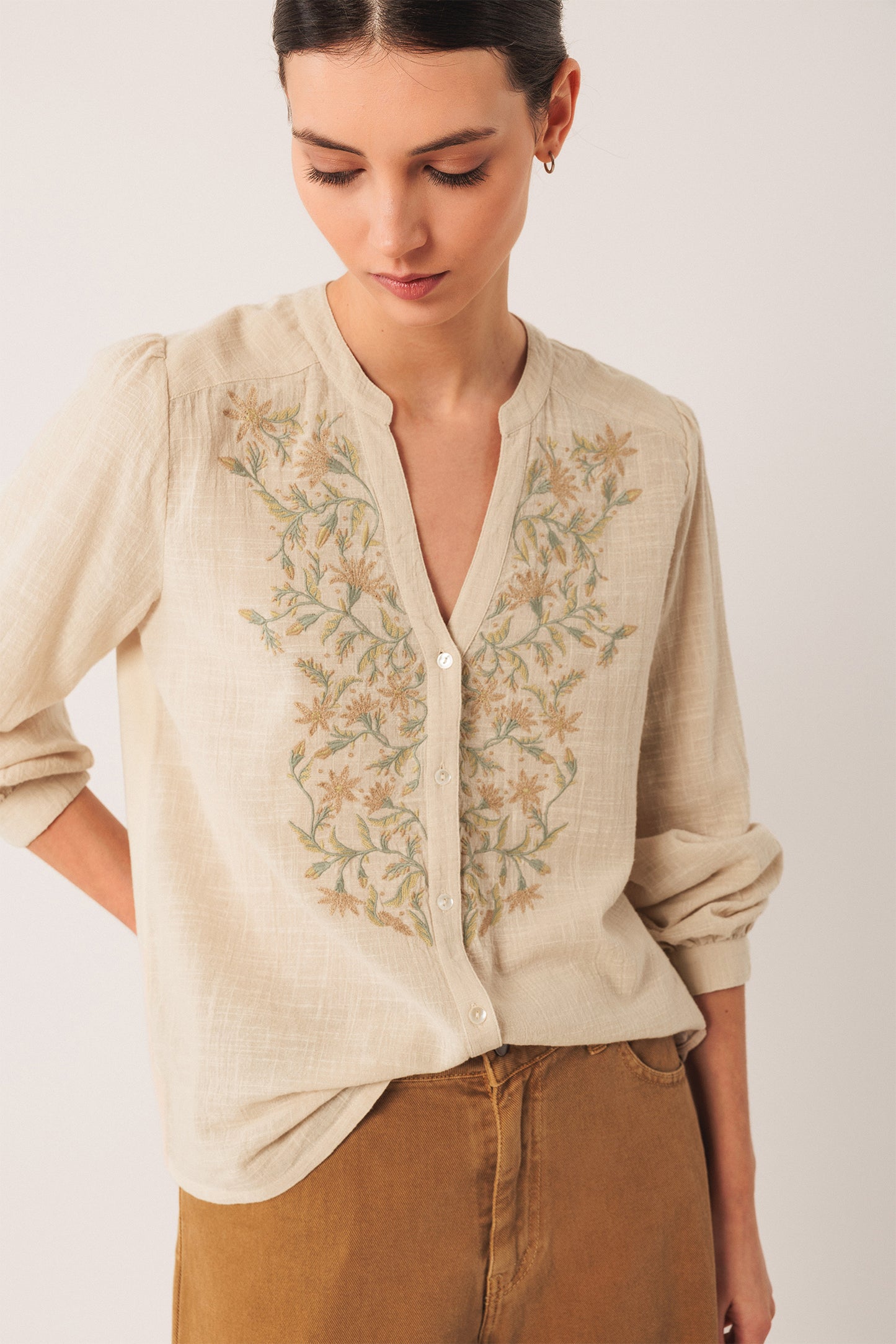 CAMISA COMBINADA BORDADOS