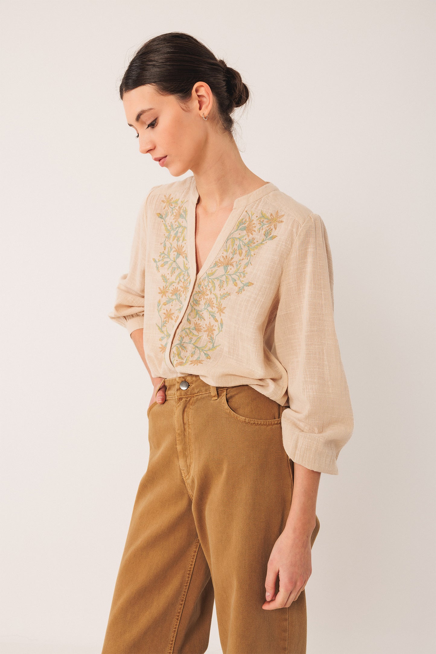 CAMISA COMBINADA BORDADOS