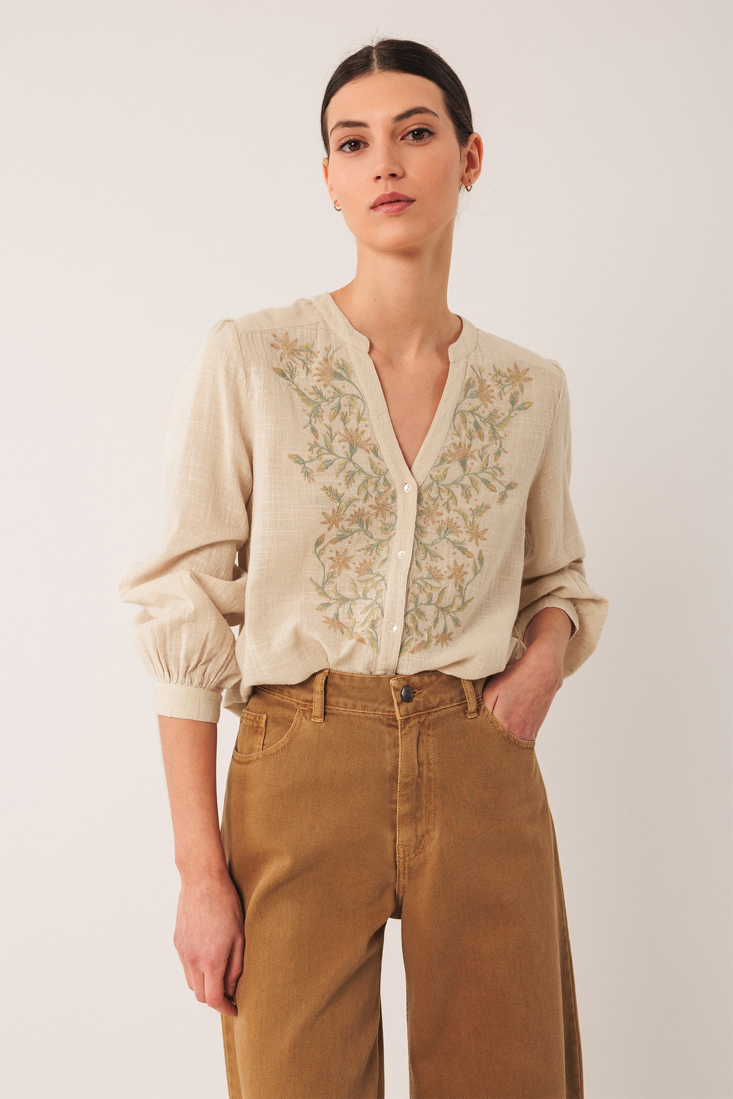 CAMISA COMBINADA BORDADOS