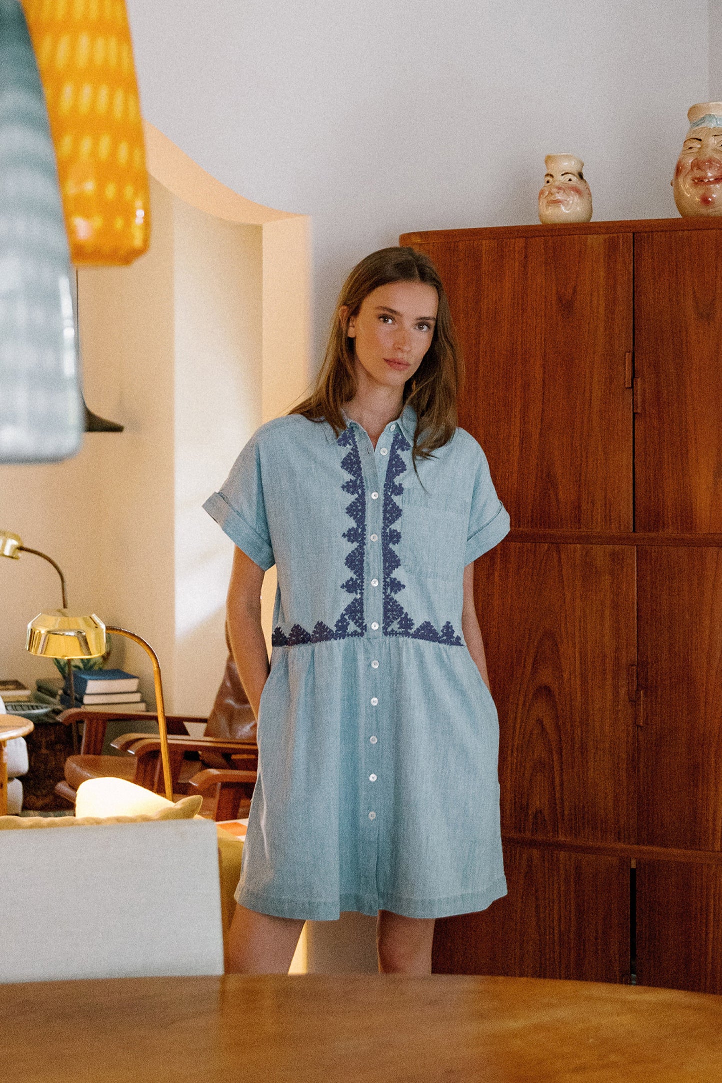 EMBROIDERED SHIRT DRESS