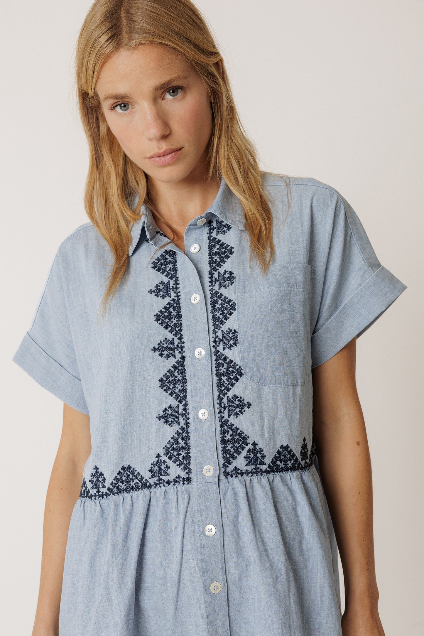 EMBROIDERED SHIRT DRESS
