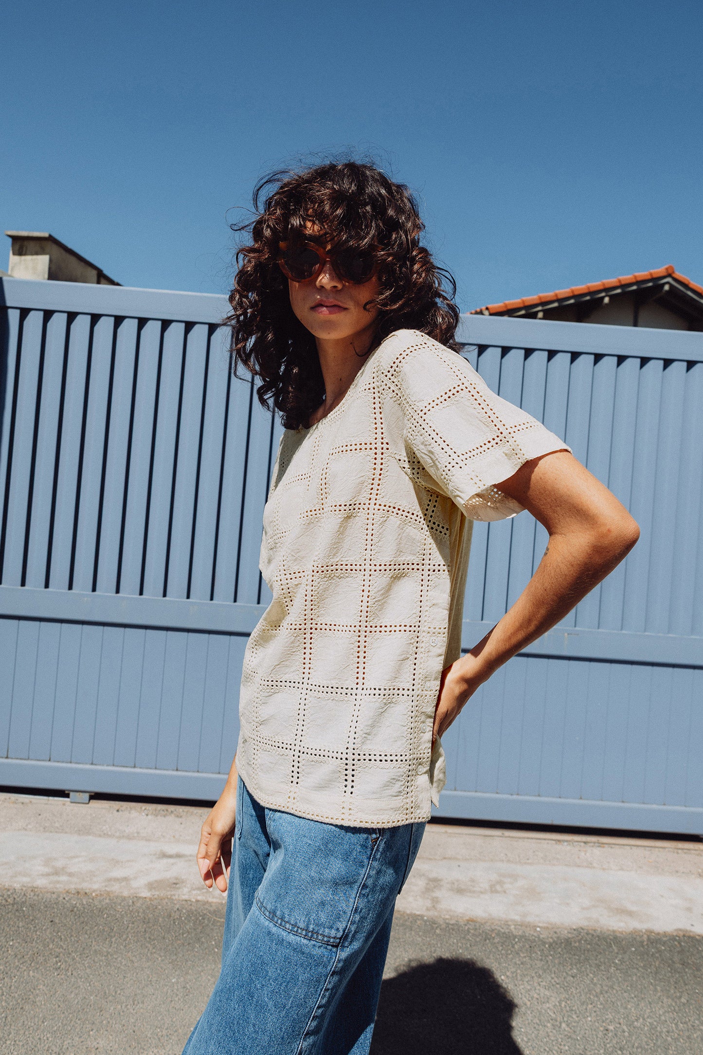 EMBROIDERED COTTON BLOUSE