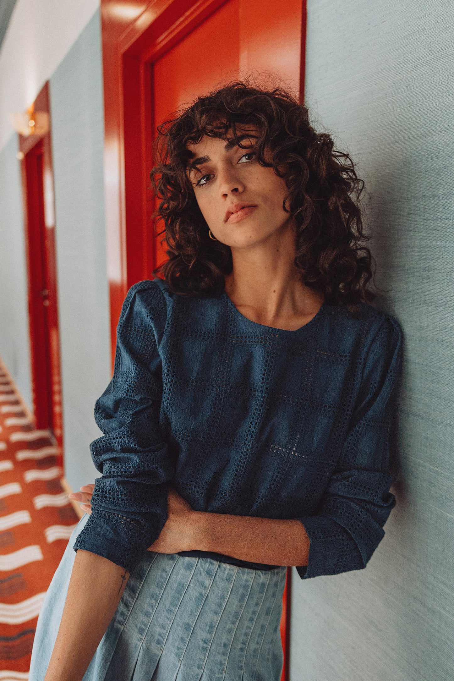 BLUSA COMBINADA BORDADA
