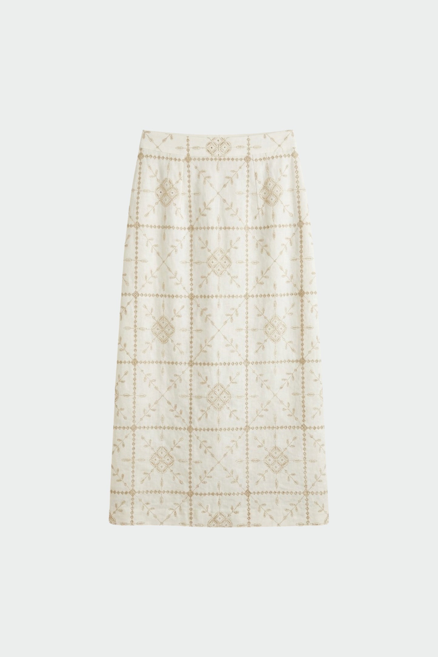 PERFORATED-EMBROIDERY PENCIL SKIRT