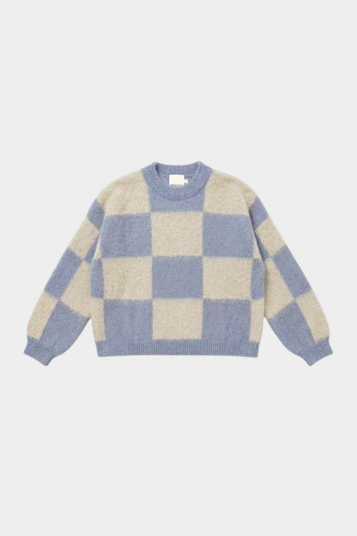 BRUSHED-EFFECT PLAID SWEATER