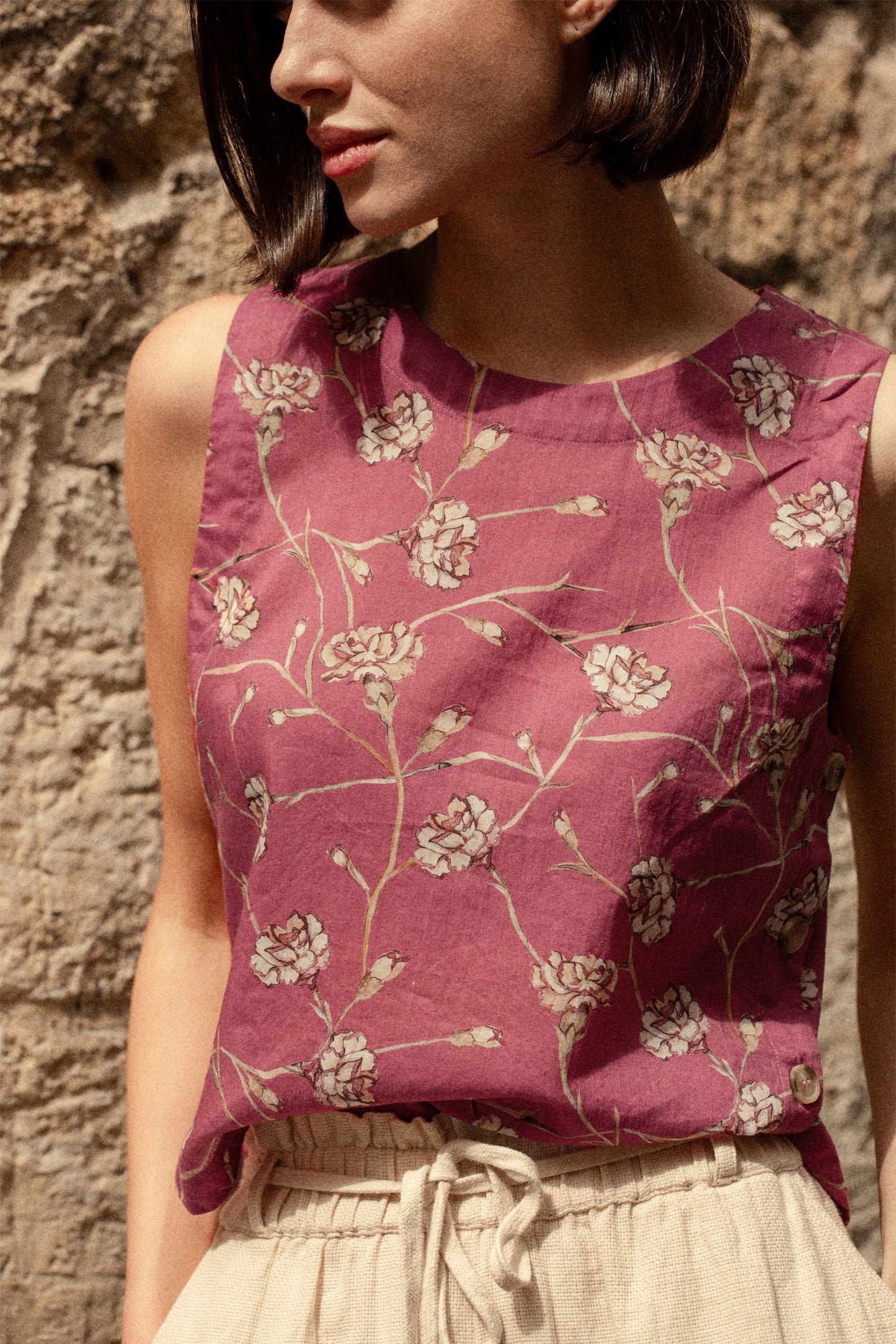 SIDE-BUTTON BLOUSE