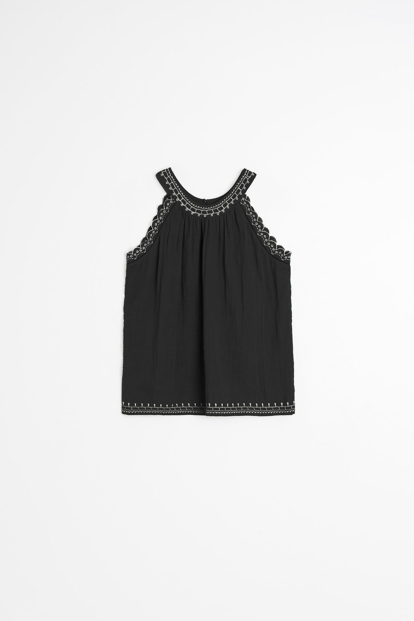 TOP À BRODERIES CONTRASTÉES