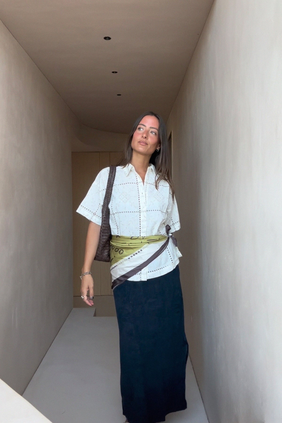 EMBROIDERED SHIRT + TERRYCLOTH SKIRT