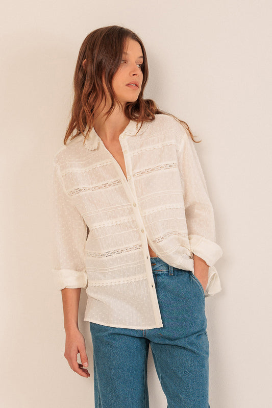 CAMISA DE PLUMETI Y PUNTILLA
