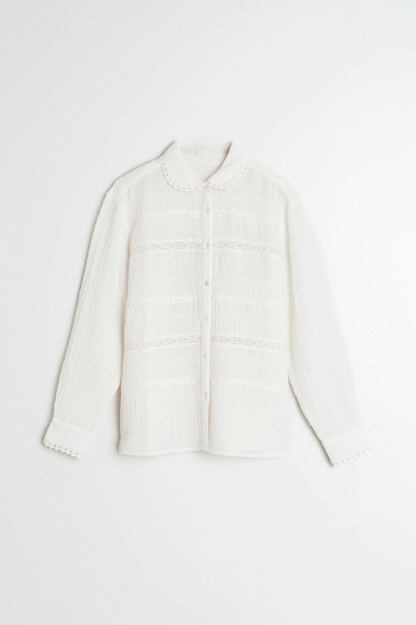SWISS DOT AND LACE SHIRT