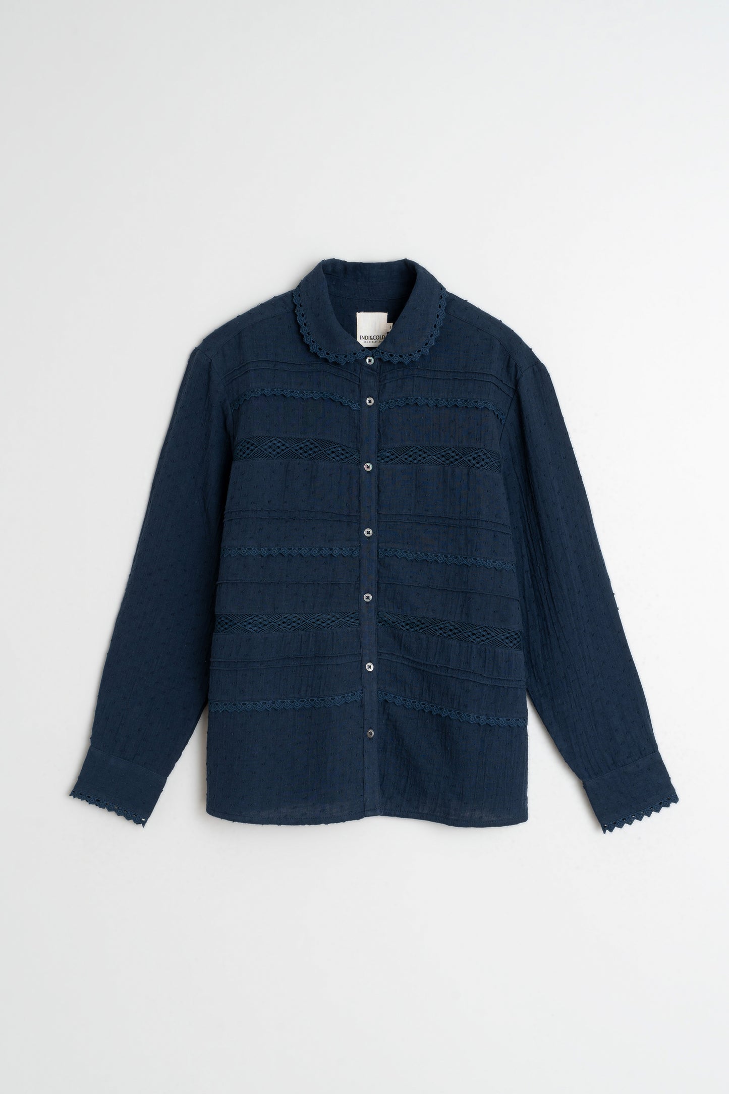 SWISS DOT AND LACE SHIRT