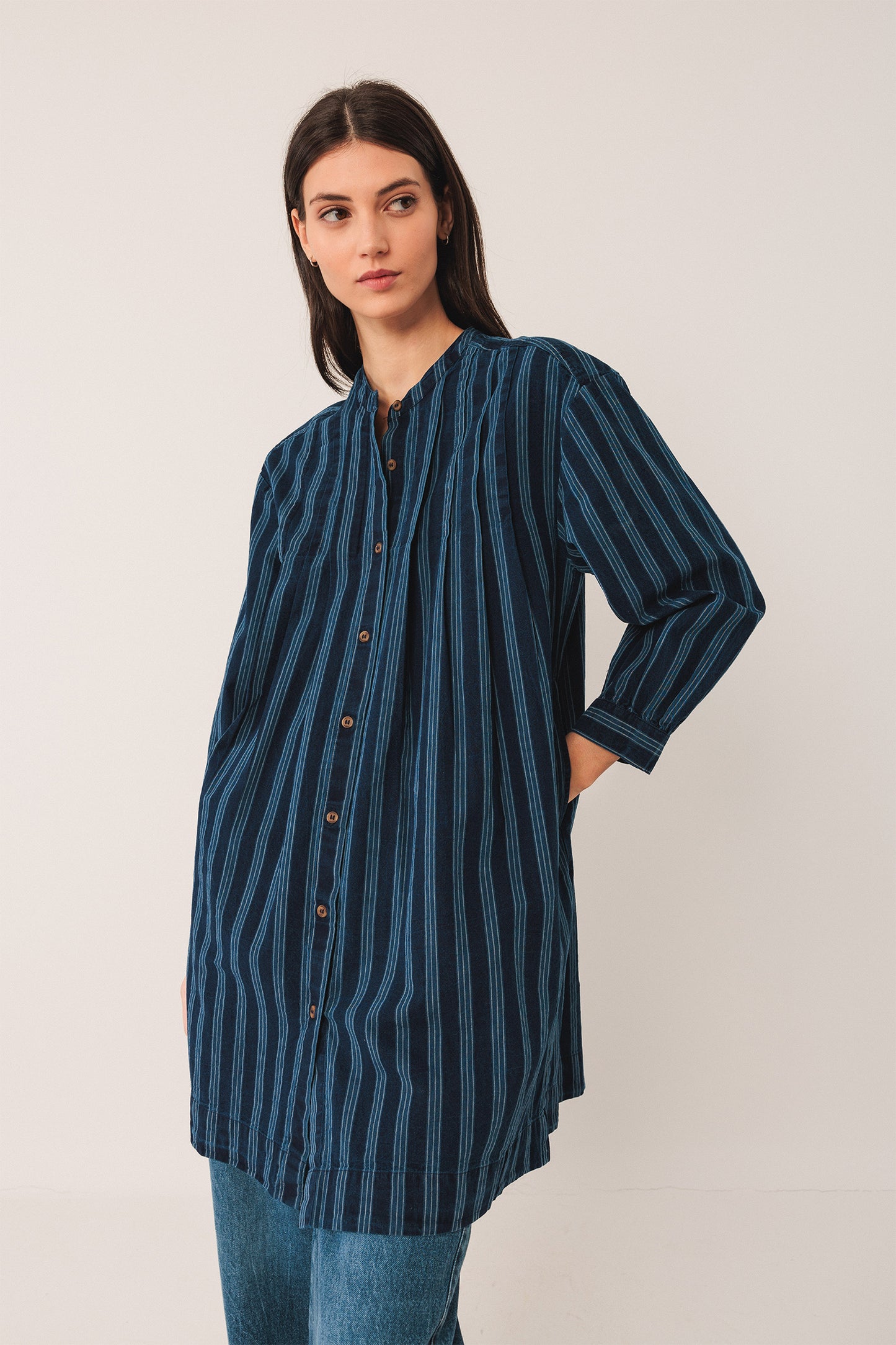 VESTIDO ALGODÓN PLIEGUES
