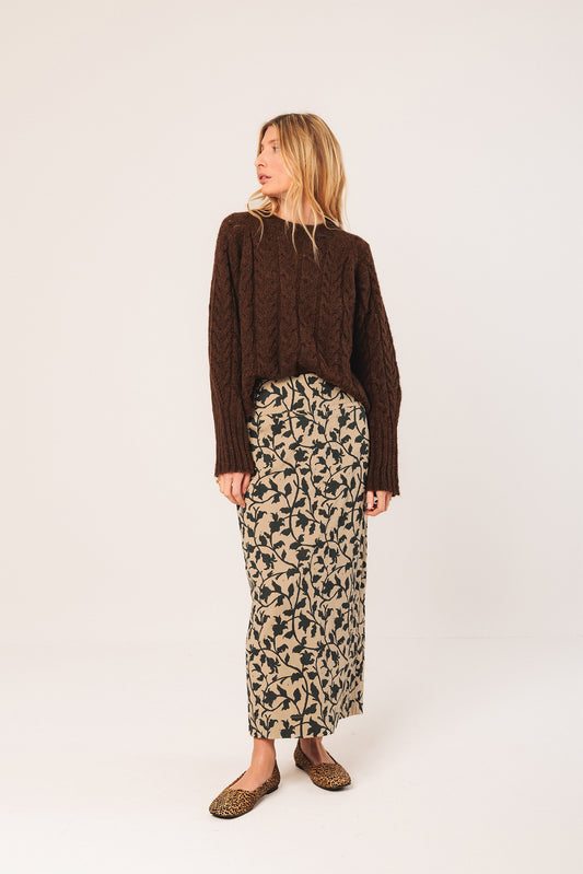 JUPE MIDI EN VISCOSE