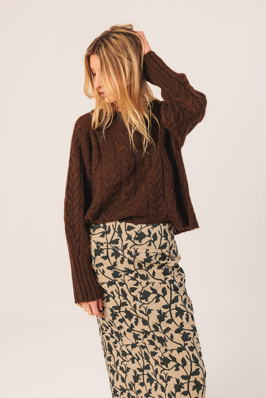 JUPE MIDI EN VISCOSE
