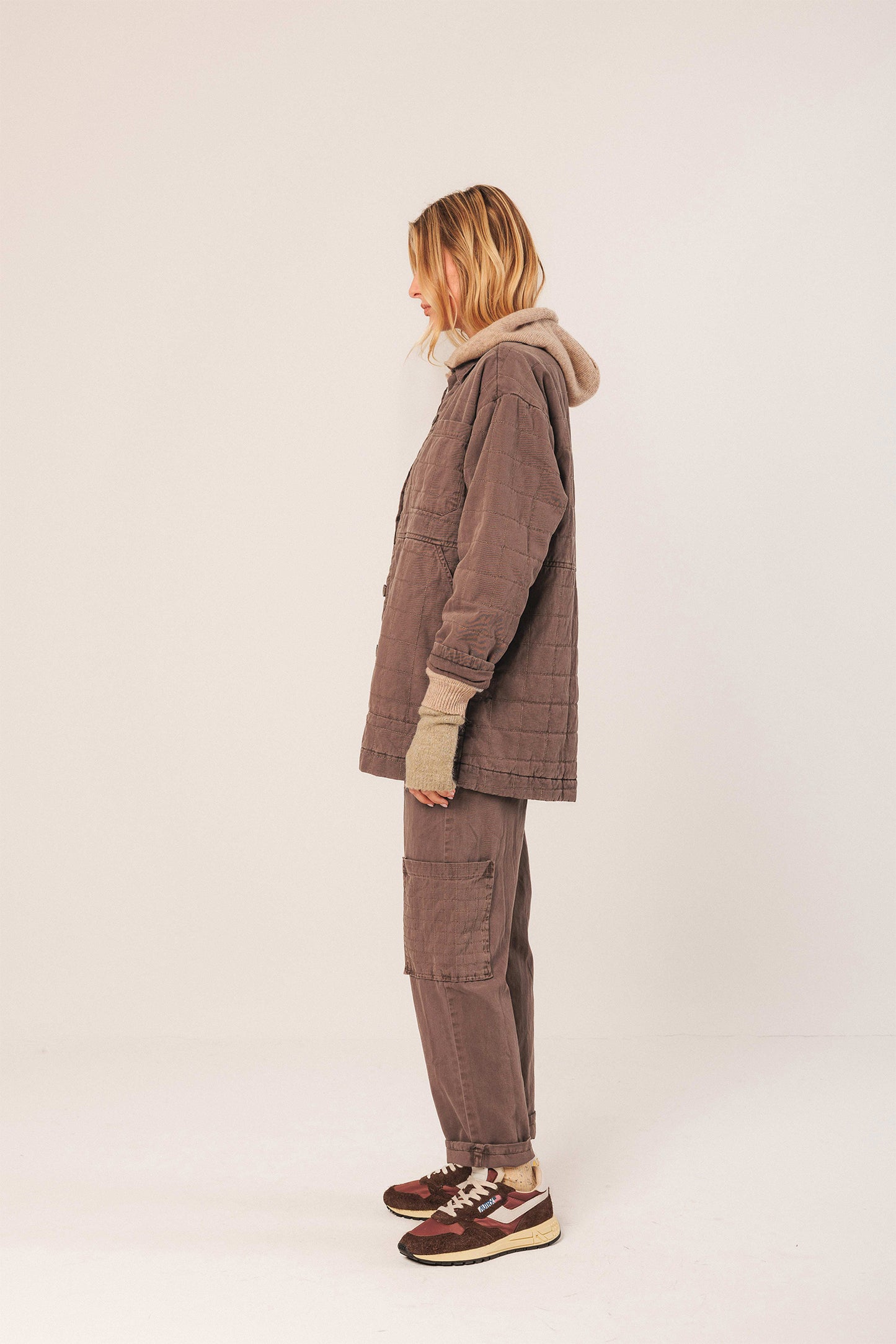 MANTEAU À CARREAUX MATELASSÉ