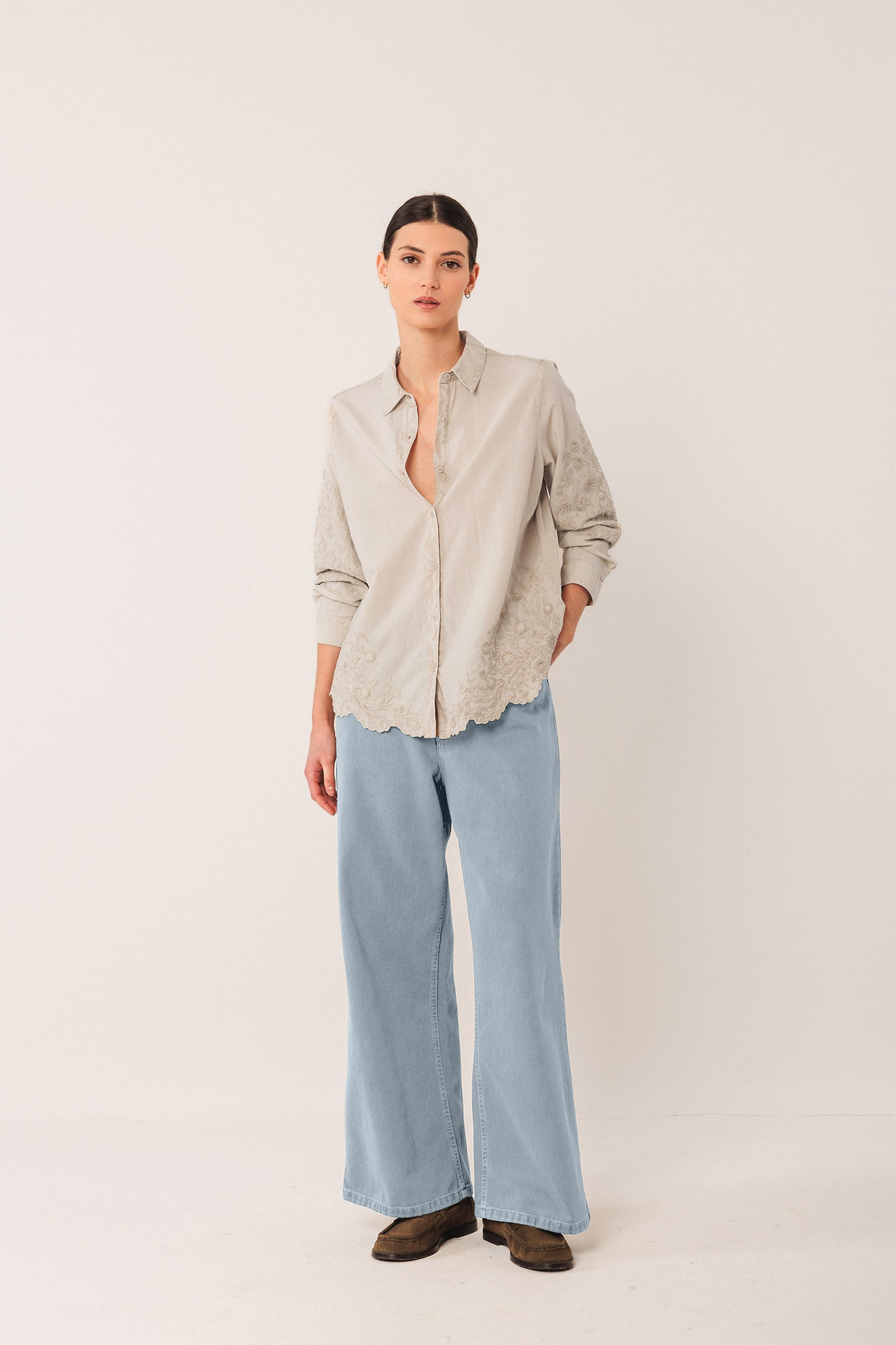 EMBROIDERED VOILE SHIRT