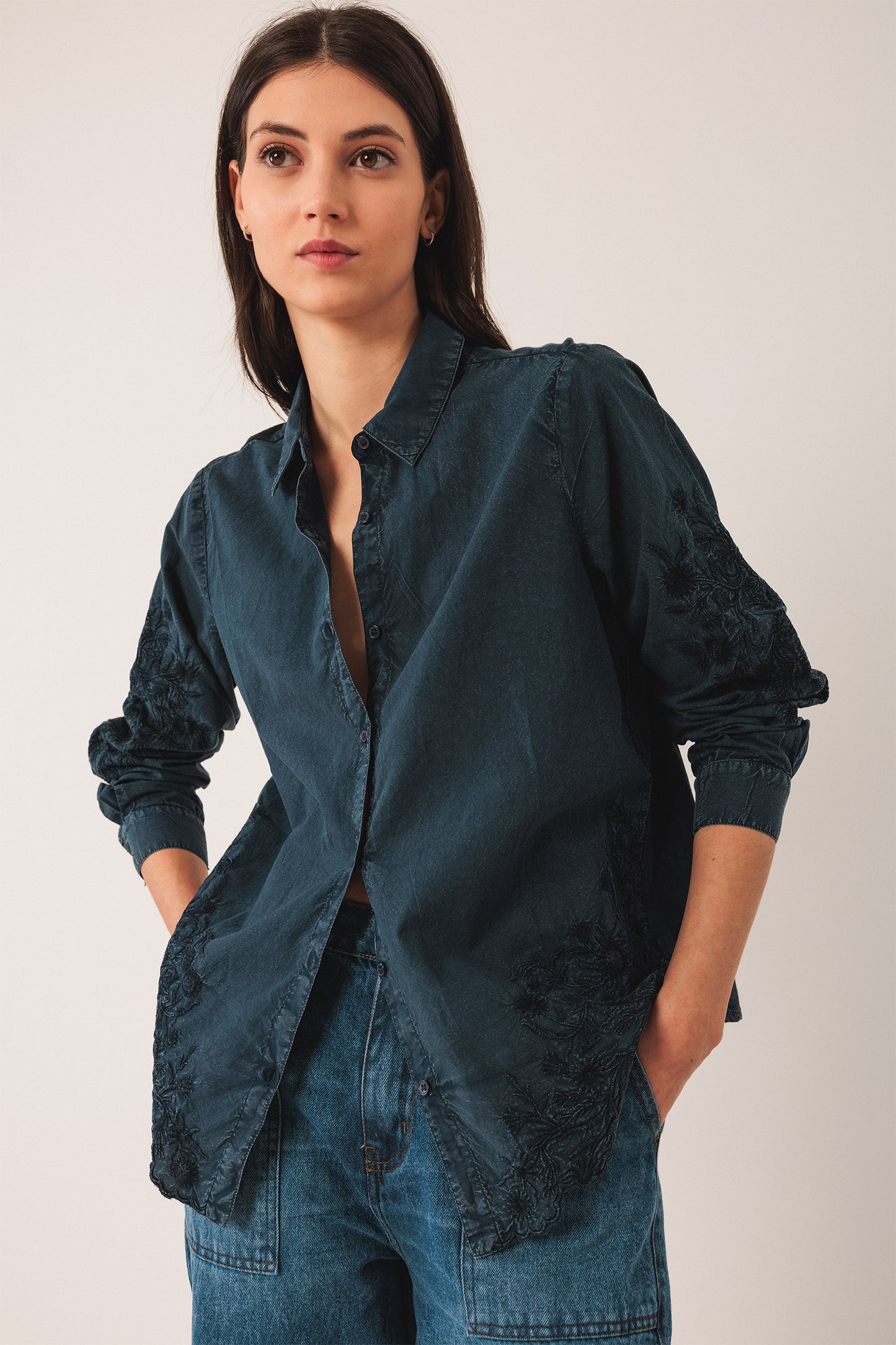 EMBROIDERED VOILE SHIRT