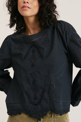 EMBROIDERED POPLIN BLOUSE