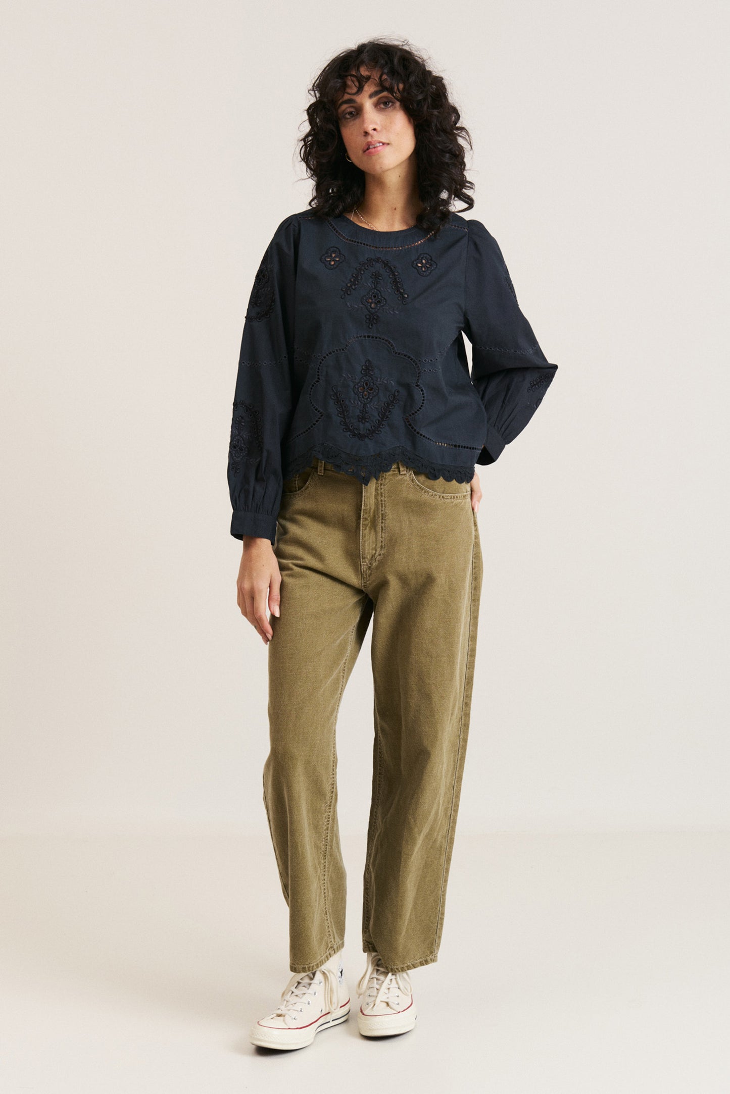 EMBROIDERED POPLIN BLOUSE