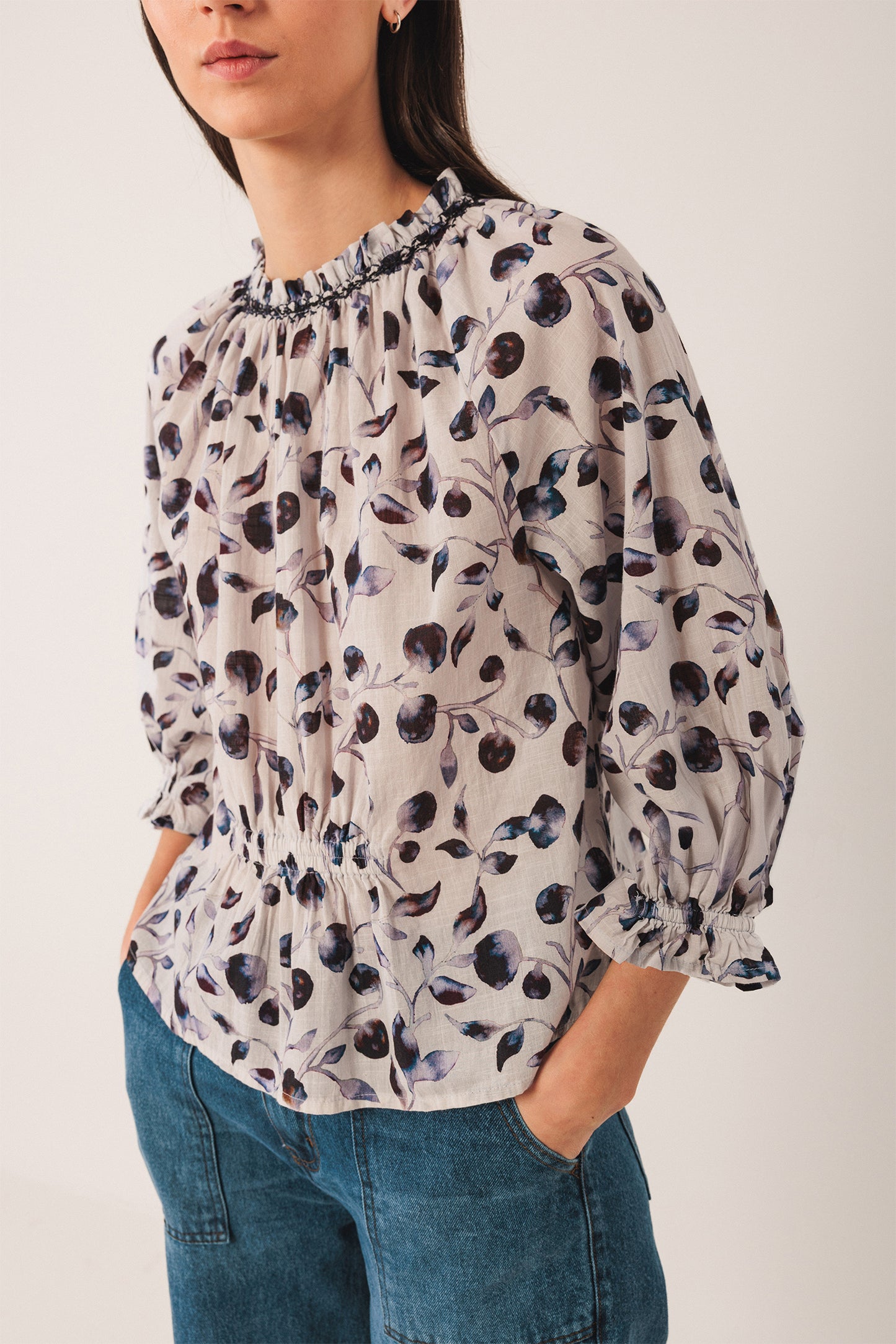 ELASTIC COTTON BLOUSE