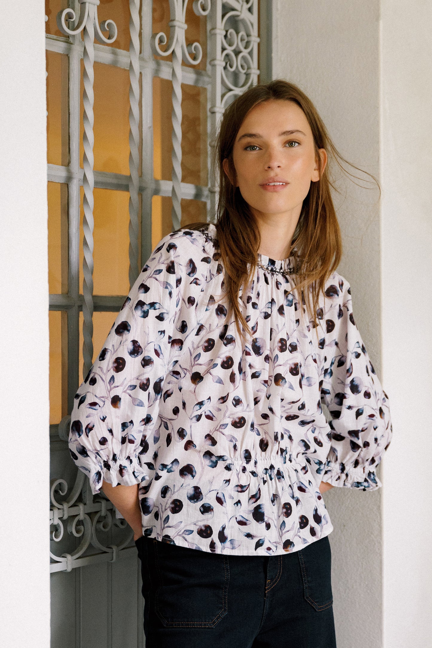 ELASTIC COTTON BLOUSE