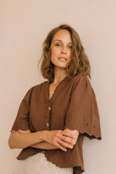 EMBROIDERED V-NECK BLOUSE