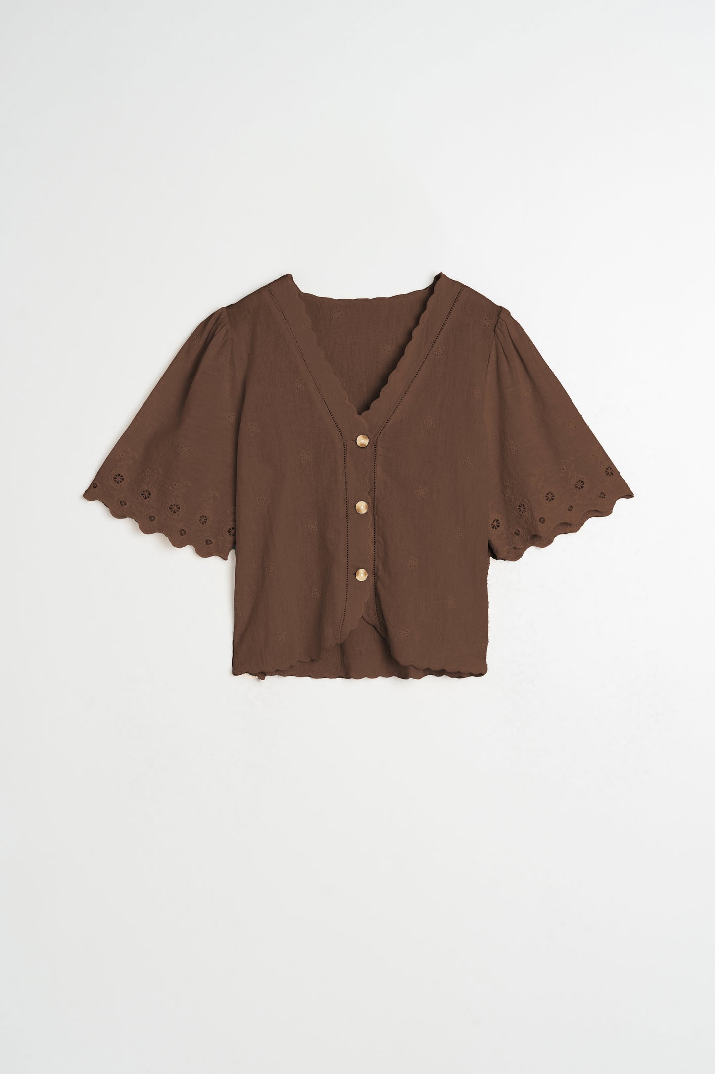 BLOUSE BRODÉE ENCOLURE EN V