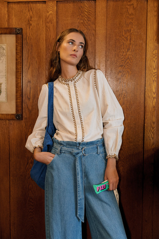 CORDUROY RUFFLED COLLAR BLOUSE 1