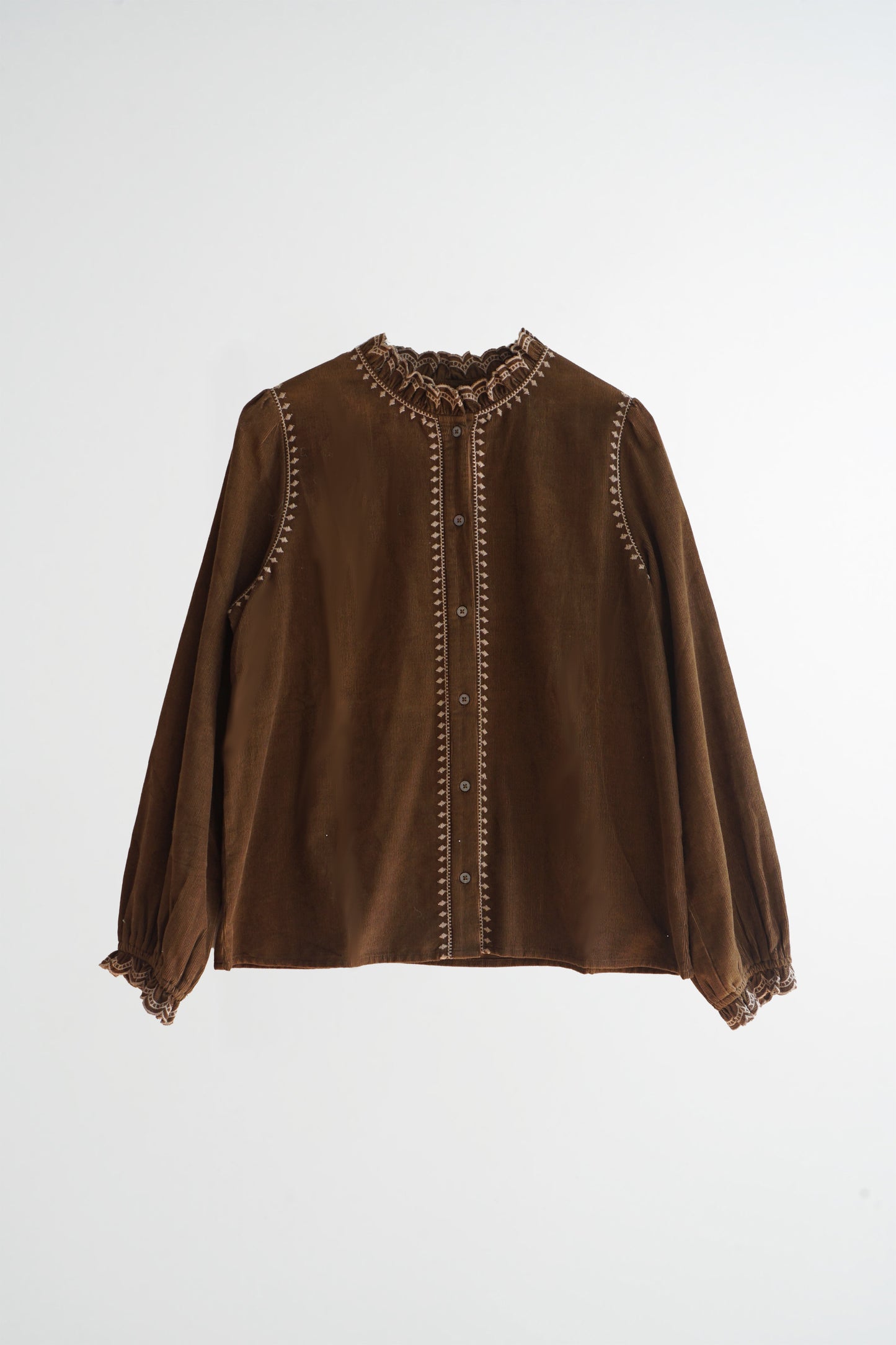 CORDUROY RUFFLED COLLAR BLOUSE