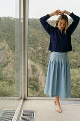 [CL] PLEATED DENIM SKIRT